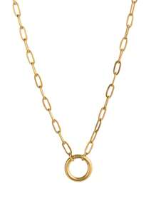 1 件时尚精致不锈钢简约 DIY 回形针蛇骨手工项链，镀 18k 金，不易氧化，可自由搭配女生日常装扮、海滩度假派对、音乐节。女士珠宝 - 金色 - 查看 8