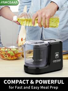 Picadora de verduras eléctrica PANCERKA, procesador de alimentos, picadora de alimentos eléctrica, licuadoras para la cocina y procesador de alimentos para bebés, 1,5 taza de batidora, para cortar en dados, picar y hacer puré, negro (enchufe UE) - Enchufe EU Tipo C(220-240V) - Ver 8