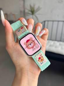 1PC Creative Hat Bear Nylon Braided Strap Compatible With Apple Watch Band S10 42/46mm 49Ultra Adjustable Magnetic Woven Fabric Loop 9 8 7 6SE 5 4 3 2