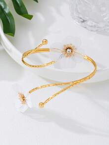 1 Pair Women's Hollow Flower Bangle Bracelets, Multi-Color Summer Accessories, Elegant For Party, Wedding, Vacation, Back To School, New Year, Gift For Friends And Family - Flower Shape - View 7