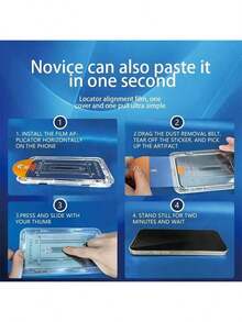 1pc Apple Tempered Glass Screen Protector, Includes Easy Installation Kit, Smooth Surface, Bubble-Free Installation - Random Front/Back Packaging - Dust Removal Chamber [HD Film] - View 4