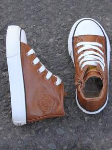 OPOEE 黑色布鞋幼儿小白鞋中帮运动鞋儿童帆布鞋春秋韩版简约款男女童鞋时尚低帮休闲系带运动鞋经典低帮帆布鞋休闲运动滑板童鞋