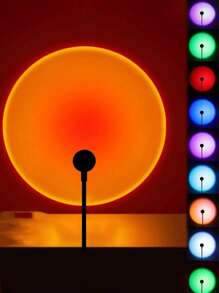 1PC迷你创意USB日落灯，体验日落灯光的神奇氛围。壁挂式投影灯 - 7种颜色和13种模式可选，适用于家居装饰和节日照明 - 黑色 - 查看 1