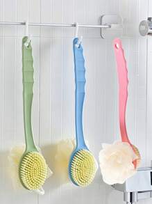 1PC 软毛按摩背部刷 沐浴刷 家用背部擦洗刷 主动送浴花软毛擦洗刷 可悬挂沐浴刷 长柄擦背神器 长柄沐浴刷 洗澡用背部刷 去角质 男女适用 粉色/蓝色长柄沐浴刷 背部去角质淋浴清洁多用途擦洗刷 背部去角质淋浴多用途擦洗刷套装 沐浴海绵