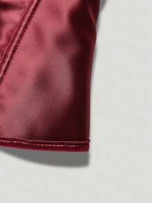 Burgundy Lace-Up Bandeau Women's Fashionable Outerwear, Waist Cincher, Versatile Shaping Top - Burgundy - View 7