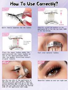 1 对天然磁性睫毛，带涂抹器，可重复使用磁性睫毛套装，防水，无需胶水，适合敏感眼部，适用于漫画眼线睫毛、睫毛、睫毛、假睫毛