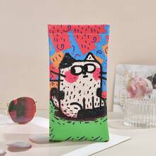 1 hộp đựng kính mắt họa tiết biểu cảm dễ thương, túi đựng kính mắt đa năng bằng da tiện dụng cho cả nam và nữ - A - Xem 11