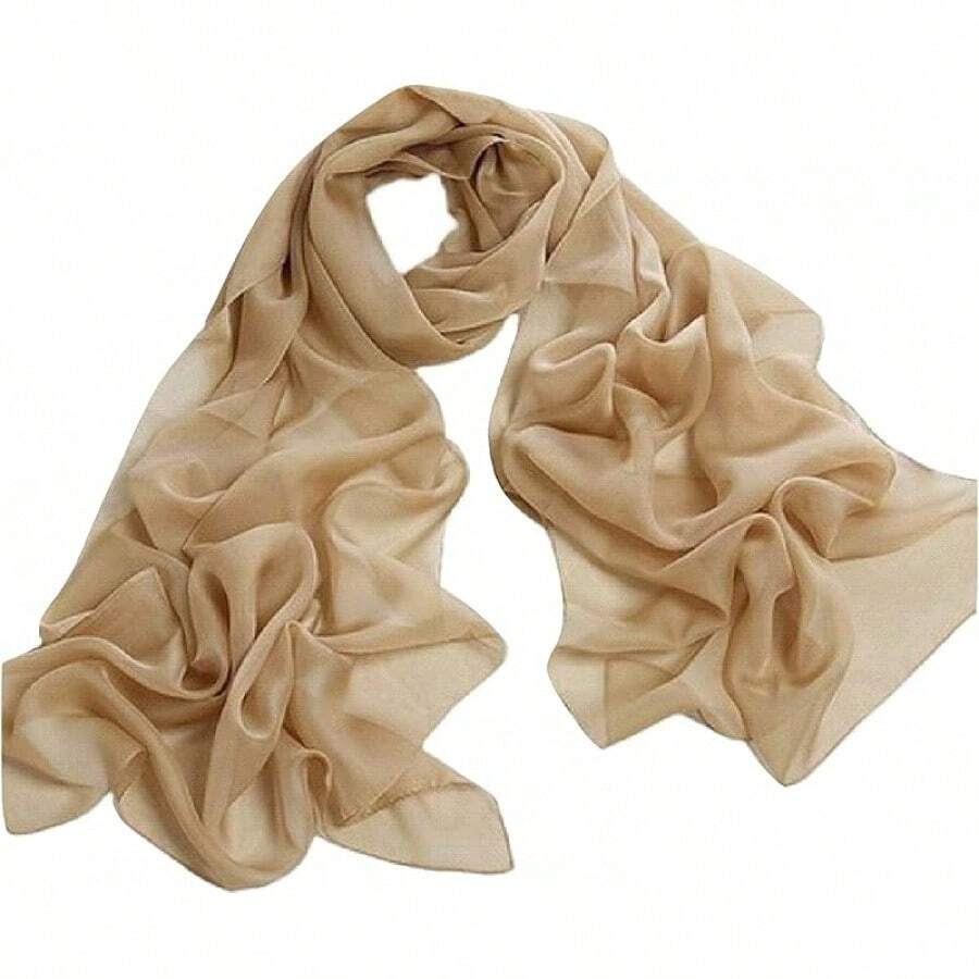™ Fashionable Soft Chiffon Scarfhalloween - 純色/駝色 - 查看 1