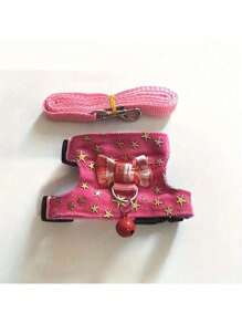 1 件套宠物背带和叶子装饰套装，带蝴蝶结和铃铛，适用于豚鼠、仓鼠、老鼠户外散步