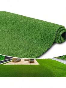 1pc High Quality Artificial Grass Turf, Thick Fake Grass Carpet, Outdoor Artificial Grass Rug, Realistic Indoor/Outdoor Lawn Mat, Made Of Plastic, Green Grass Decorative Floor Mat, Suitable For Outdoor Garden, Patio, Terrace Decor, Beach Essentials And Pool Games [Please Select The Size You Need] - Green - View 4