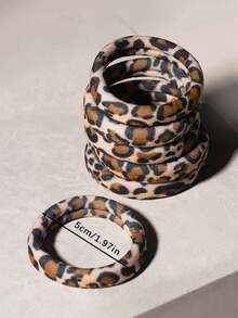 6 peças/Conjunto Elástico de Cabelo com Estampa de Leopardo para Mulheres, Faixa de Toalha de Cabelo, Corda de Rabo de Cavalo, Não Danifica o Cabelo, Corda de Cabelo, Suportes de Rabo de Cavalo, Elásticos de Cabelo, Acessórios de Cabelo, Estampa Animal