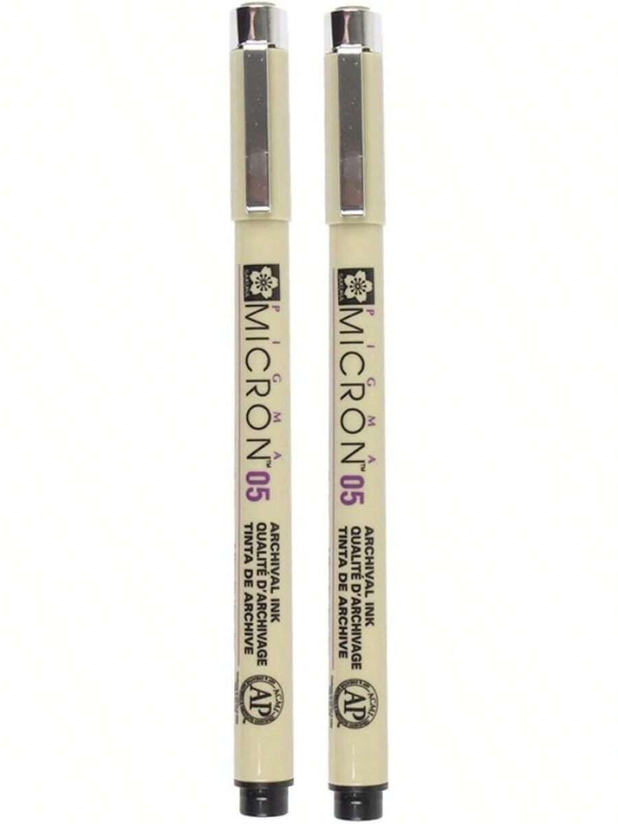 SAKURA PIGMA MICRON 05 FINELINER PEN, 0.45MM LINE WIDTH, PACK OF 2 (Black)