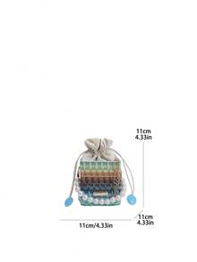 Fashionable New Mini Colorful Striped Shoulder Bag, Casual Woven Pearl Hardware Decoration Handbag, Exquisite And Versatile Drawstring Women's Crossbody Bag, Suitable For Shopping, Wallets, Shopping, Young Women, College Students, Newcomers, And White-Collar Workers. They Are Very Suitable For Offices, Universities, Work, Business, Commuting, Outdoor Activities, Travel, And Outings - Multicolor - View 9