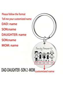 1Pc Personalized Stainless Steel Family Name Keychain,Custom Round Pendant With "Family Forever" Design, Engraved Name Option For Loved Ones, Simple Style Gift For Families,For Man Women Customized Names Round Pendant Keychain Pet Accessories Gift Stainless Steel Jewelry Couple Gifts,Customized Valentine's Day Gifts, Birthday Gifts, Anniversary Gifts