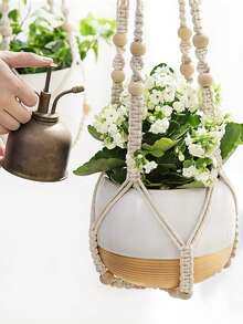 1 bucată, coș suspendat creativ la modă, decorat cu mărgele, coș suspendat țesut