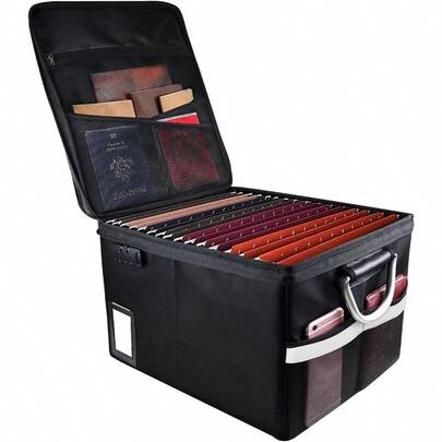 Fireproof Document File Organizer Box Fireproof Safe Box With Lock Portable Office Storage Cabinet For Hanging Letter Legal Folder 16.1 X 12.9 X 11in