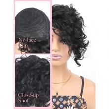 AShort Curly Pixie Cut Wig Human Hair For Black Women Bob Gluel Wear And Go Wig Brazilian Human Hair Loose Curl Haircut Side Bangs Natural Wavy Wigs Fashion Wigs4331 - 101-黑色 - 查看 5