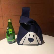 High-End Knitted Handbag, Contrast Color Knitted Wristlet Pouch, Versatile For Office Lady Or Outdoor Use, Can Hold Cosmetics, Sanitary Pads, Tissue Paper, Etc.