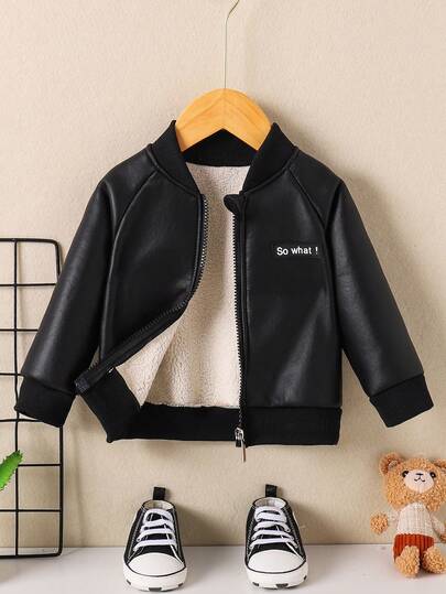 Baby Boys Casual Soft Thermal Lined Solid Color Zip-Up Jacket, Warm, Soft, Easy Care, Perfect For Baby Boy Outdoor Play And Daily Activities, Autumn/Winter