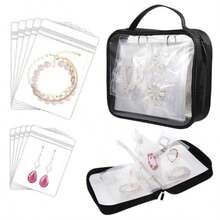 FjcPrasacco Transparent Jewelry Storage Bag Travel Jewelry Organizer Case With 24 Large 48 Small Clear Zipper Pouches Portable Large Capacity Storage Book For Earrings Rings Necklaces Braceletsyq - 如圖 - 查看 1