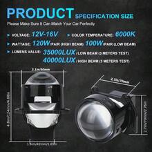 2 PIEZAS TOAUTO Lentes de proyector de faros Bi LED de 3 pulgadas para luces LED de Hella, proyector de 120W y 40000LM, accesorios de automóvil - Blanco - Ver 6