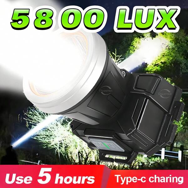 500m Long Range LED Headlamp, 3 Brightness Modes (High, Low, Strobe), Soft & Detachable Headband, IPX6 Waterproof, High Power Lithium Battery, Suitable For Camping, Night Cycling, Fishing, Exploration