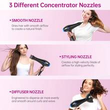 Morfone Local Warehouse 12 Piece Black Hair Dryer Hair Care Set, Home Hair Salon Hair Dryer Multi-Speed Adjustable Drying Hair Styling, Plug-In Model With Air Cushion Combs And Hair Clips And Curling Irons, Etc., Suitable For Home Use/Gift Giving - 查看 9