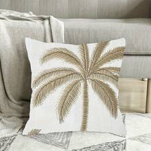 18x18 Inch Vintage Style Palms Tree Throw Pillow Cover, Decorative Pillowcase With Envelope Closure, Machine Washable, Single-Sided Printed Design For Living Room, Bedroom, Sofa & Car Decor, Cushion Pillow, Bedroom Accent, Contemporary Aesthetic - 樣式 1 - 查看 3
