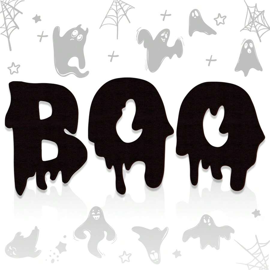 3 Pcs Halloween BOO Wood Sign Decorations Hanging Halloween Door Sign Halloween Hanging Plaques For Halloween Party Haunted House Outdoor Indoor Home Door Wall Decor Home Decor Halloween Decor Fall Decor Room Decor - Multicolor - View 1