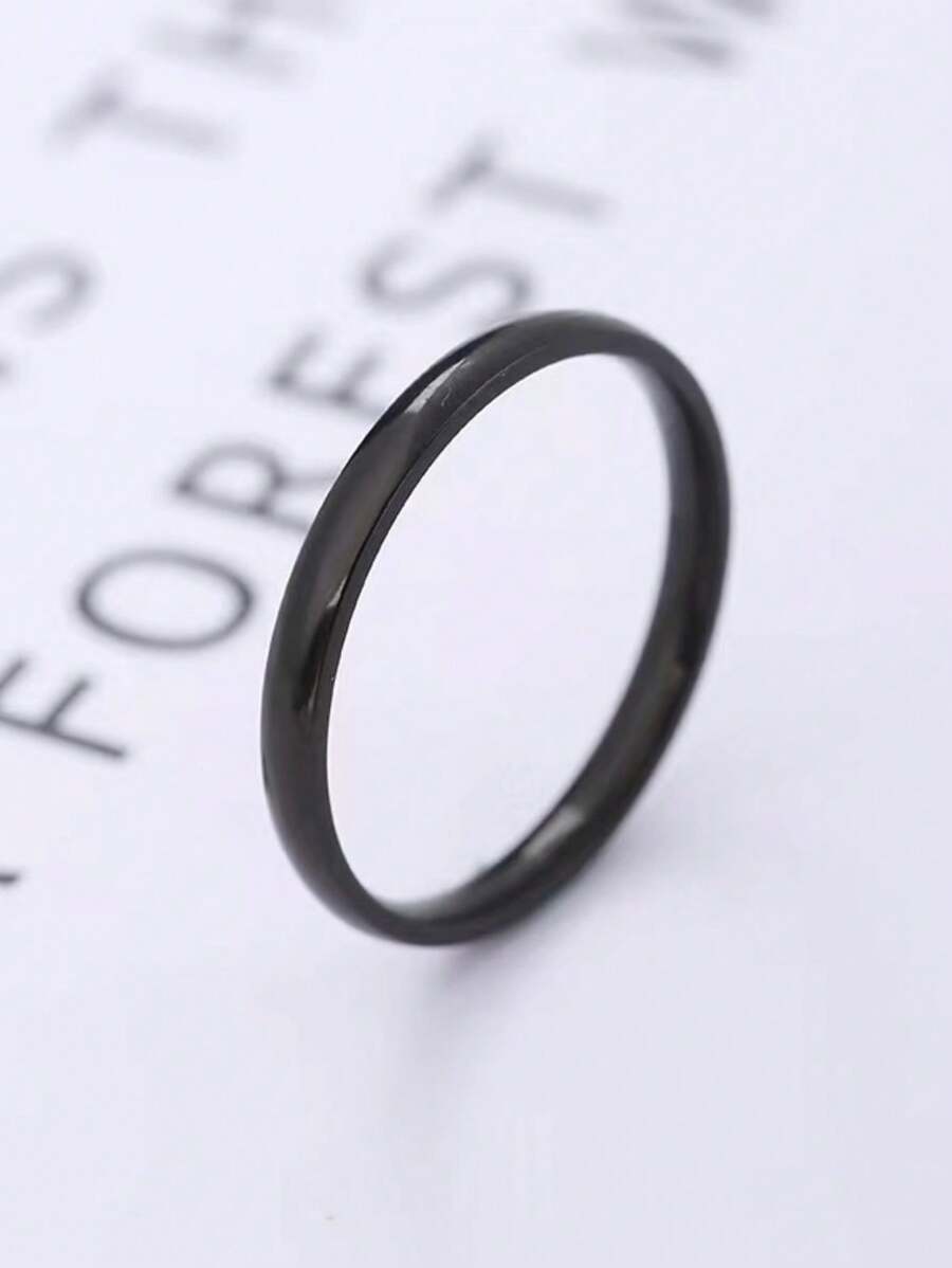 1 Peça Anel Clássico de Aço Inoxidável com Largura de 2mm, Moda Feminina