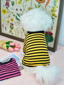 Striped Short Sleeve Pet Outerwear For Pomeranian & Poodle Dogs