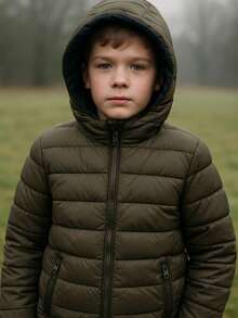 Bobojaco Boys' Puffer Jacket With Removable Hood - Army Green - View 3