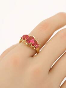 1 Piece Of Elegant High-End Golden Yellow Ring Copper Inlaid With Zirconia Temperament Gorgeous Women's Jewelry Daily Party Party Birthday Gift Can Also Be Given To Friends