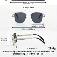 Kính thời trang gọng vuông kim loại Steampunk cổ điển dành cho nam và nữ, thích hợp cho các sự kiện, tiệc tùng, lễ hội phải có - Nhiều màu - Xem 3