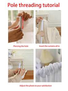 1件/2件优雅法式乡村风格白色花卉蕾丝窗帘和薄纱 - 白色 - 查看 5