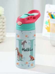 1pc Custom Name Stainless Water Bottle With Silicone Straw, Custom Water Bottle, 12oz - 350mL, Personalized Name Insulated Cup, Personalized Stainless Water Bottle, Custom Names Travel, School For Boys, Girls, Teenagers Baby Shower Family Decorations Gifts Winter Eve Gifts Back To School Winter Gift Ideas Boy Girl Valentine's Day Multi-Functional, Ornamental, Letter Baby Fashion,Birthday Gift ,Travel Organizer - Tên tùy chỉnh với tên viết tắt - Xem 12