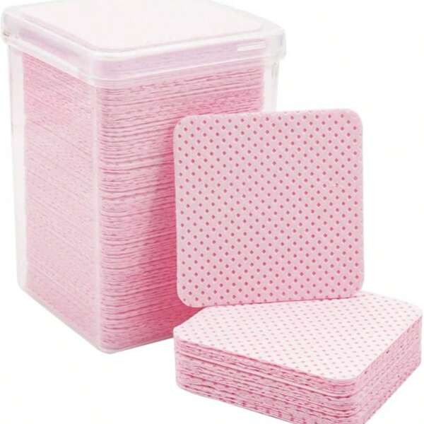 300 PCS Non-Woven Fabric Nail Cleaning Pads Pink Lash Extensions Glue Cleaning Wipes Salon Supplies
