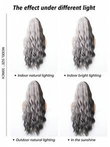 26英寸女士黑白波浪卷发假发，带刘海，自然柔软渐变卷发，适合日常佩戴、派对、角色扮演等场合。 - 黑與白 - 查看 8