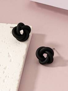 1/2 Pairs Of Metal Classic Simple Twisted Geometric Earrings Suitable For Daily Wear And Perfect Holiday Gift - Silver - View 4