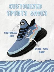 Custom Women's Wide Fit Sports Shoes, Personalized Customized Your Name And Logo, Midosole Suspension Technology Trainers With Breathable Mesh Design, Fashionable And Comfortable Thick Sole Sneakers, Stylish And Soft Athletic Footwear For Men And Women - Multicolor - View 1