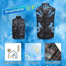 Camouflage Cooling Vest | Dual Fans, Essential For Construction Site/Outdoor Work To Beat The Heat, Powered By Power Bank (Power Bank Not Included) - Multicolor - View 3