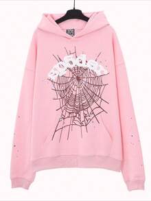 SP5DER Printed Loose Men's Hoodie - 粉色 - 查看 1