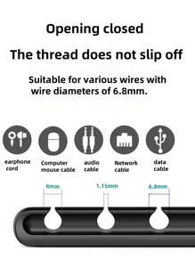 6/3/1pc Magnetic Cable Organizer - Black And White Cable Clips, Small And Durable, Suitable For Desktop Wall Mount, Mobile Phone Data Cable, Charging Cable, Desk, Home, Car And Office - Perfect For Technology Lovers And Students, Comes With Storage Holder And Cable Clip, No Drilling Required, Mark-Free Adhesive, Universal For Many Countries