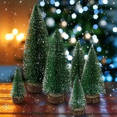 1/5pcs Mini Pine Tree Model, Green Micro Landscape Tree, Wire Christmas Tree Tower, Architectural Sandbox Scenery DIY Material Home Decor Christmas Decorations Room Decor Winter Christmas Decorations Home Christmas Gifts Christmas Decor