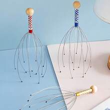 1pc Stainless Steel Octopus Head Massager With 360° Rotating Claw Design, Deep Relaxation & Soothing Head And Neck Massage Tool, Perfect For Home Use Or Valentine's Day Gift - Multicolor - View 3