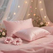 4 bucăți/Set, incluzând 2 legături de păr și 2 fețe de pernă din satin, fără miez de pernă inclus. - Bej - Vizualizare 6