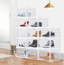 Royalswill Multi-Layer Transparent Thickened Shoe Box, Shoe Box With Magnetic Door, Stackable Storage Shoe Box, Shoe Storage, Dustproof And Waterproof, Multi-Functional Convenient Transparent Thickened Shoe Box - Clear - View 8