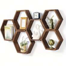 Estante de pared flotante hexagonal, estante de almacenamiento hexagonal - para amantes de la decoración del hogar - regalo perfecto - adecuado para baño, dormitorio - M - Ver 1
