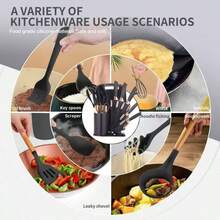 19pcs Kitchen Utensil & Knife Set – Midnight Gold Edition, Luxury Non-Stick Kitchen Utensil Set - Black - View 7