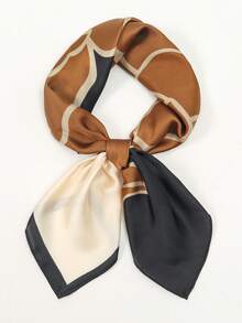 1pc Bandana Print Scarf, Fashion Faux Silk Neckerchief, Elegant Small Square Scarf For Women - Multicolor - View 3